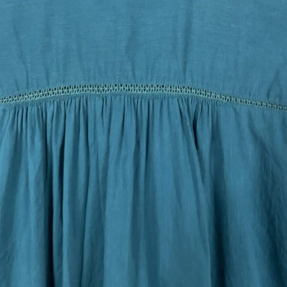 Sundance Top Shirt Women Small Teal 100% Cotton Button Front Flowy Casual Boho - Picture 7 of 8